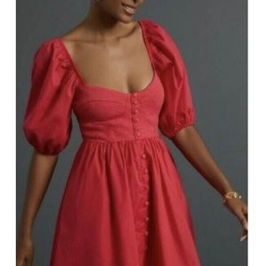 Worn once, Maeve by Anthropologie red sweetheart mini dress puff sleeve small❤️